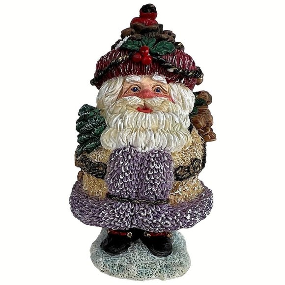 Possible Dreams Crinkle Claus Santa Claus Figurine Christmas Pine Cone Red Bird - Picture 1 of 7